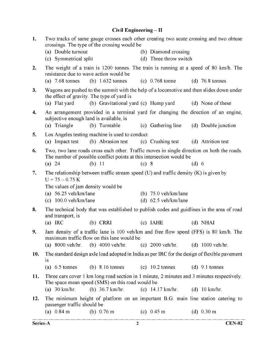 UKPSC Combined State Engineering Service Civil Engineering Paper II 2023 question paper page 1 instructions scan PDF download