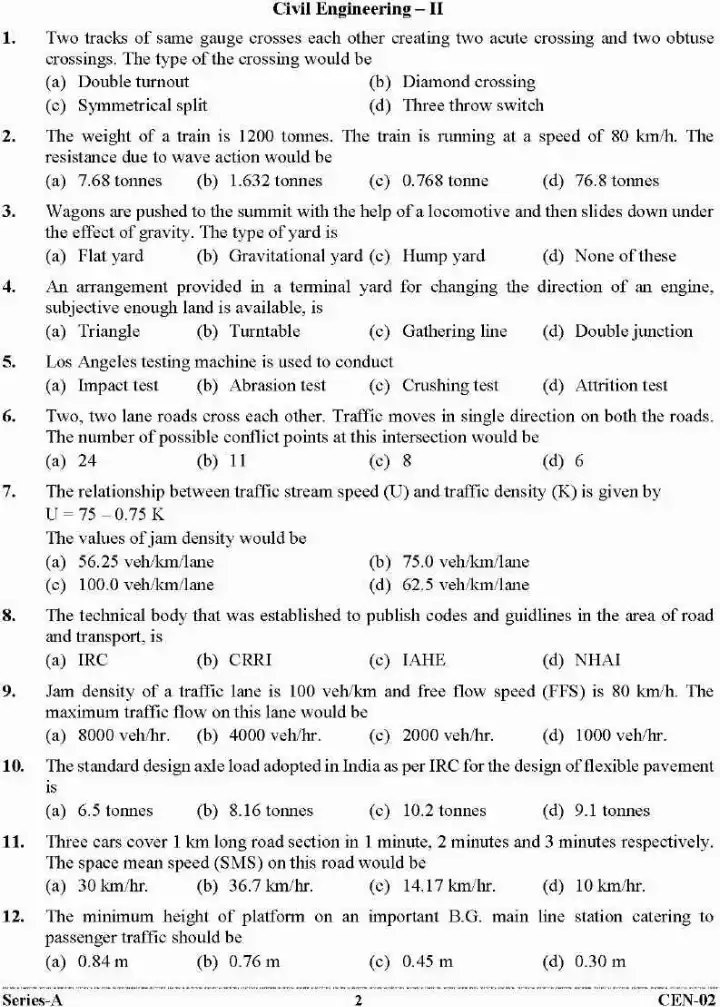 UKPSC Combined State Engineering Service Civil Engineering Paper II 2023 question paper page 1 instructions scan PDF download