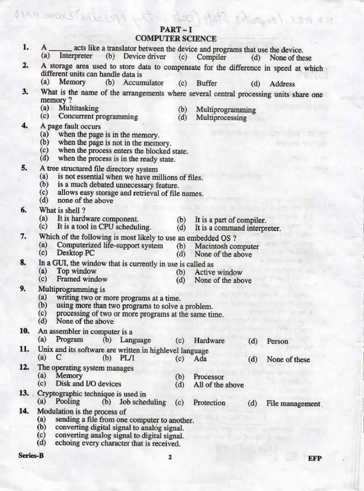 UKPSC Computer Staff Exam 2014 question paper page 1 scan, showing exam instructions and header in Hindi and English. PDF download available.