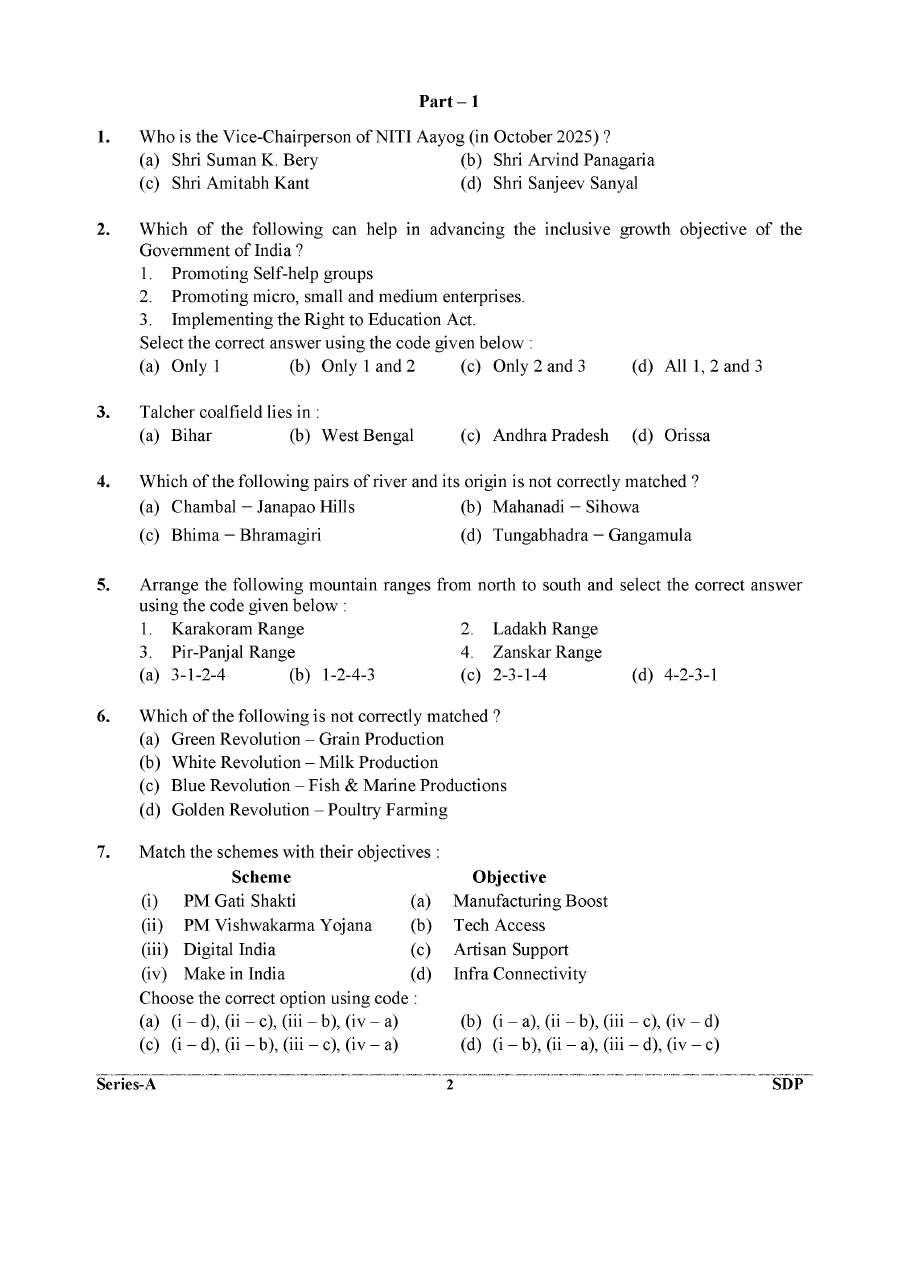 UKPSC District Sports Officer Exam 2025 General Studies Aptitude Hindi question paper page 1 instructions and header scan PDF download