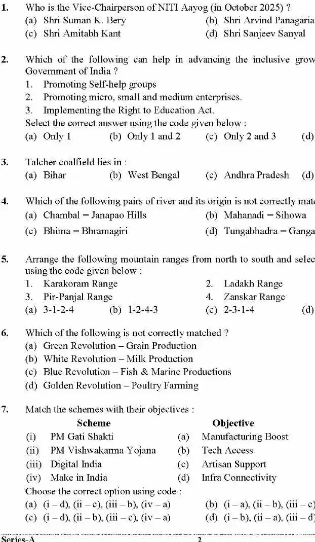 UKPSC District Sports Officer Exam 2025 General Studies Aptitude Hindi question paper page 1 instructions and header scan PDF download