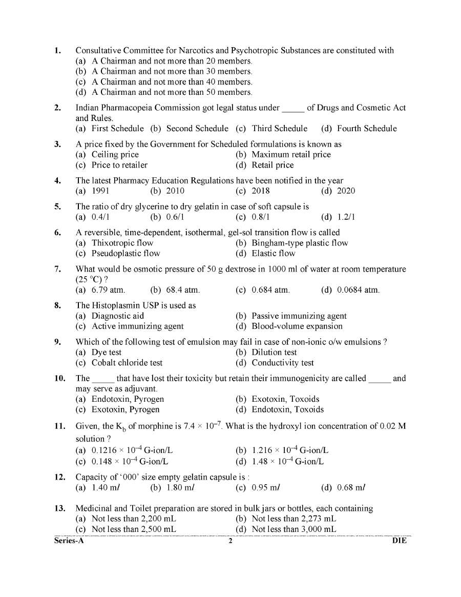 UKPSC Drug Inspector 2024 Pharmaceutical Sciences question paper page 1 instructions scan PDF download