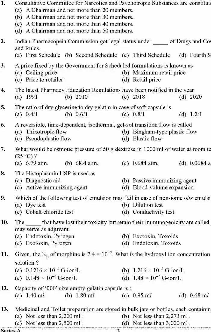 UKPSC Drug Inspector 2024 Pharmaceutical Sciences question paper page 1 instructions scan PDF download
