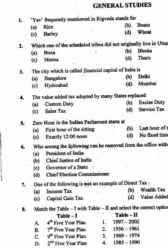UKPSC Forest Ranger 2012 General Studies & General Aptitude question paper page 1 instructions scan PDF download