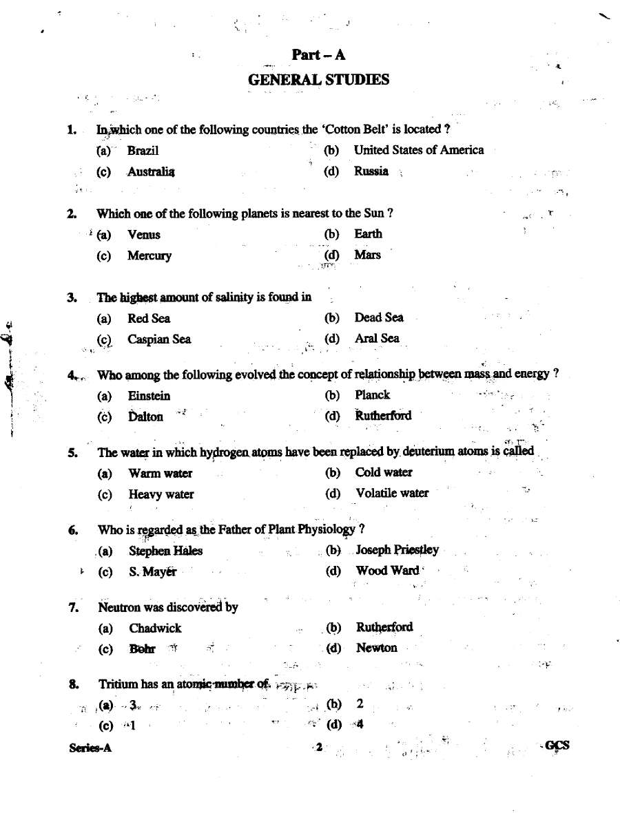 UKPSC GCS 2011 General Studies, General Aptitude Test and General Hindi question paper page 1 instructions scan PDF download