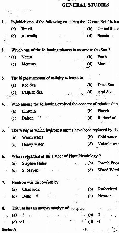 UKPSC GCS 2011 General Studies, General Aptitude Test and General Hindi question paper page 1 instructions scan PDF download