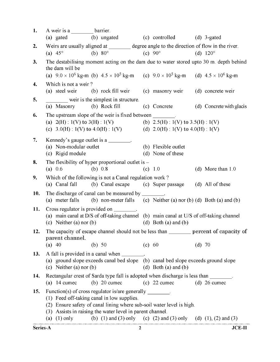 UKPSC JCE 2023 Civil Engineering Paper II question paper page 1 instructions and exam header scan PDF download