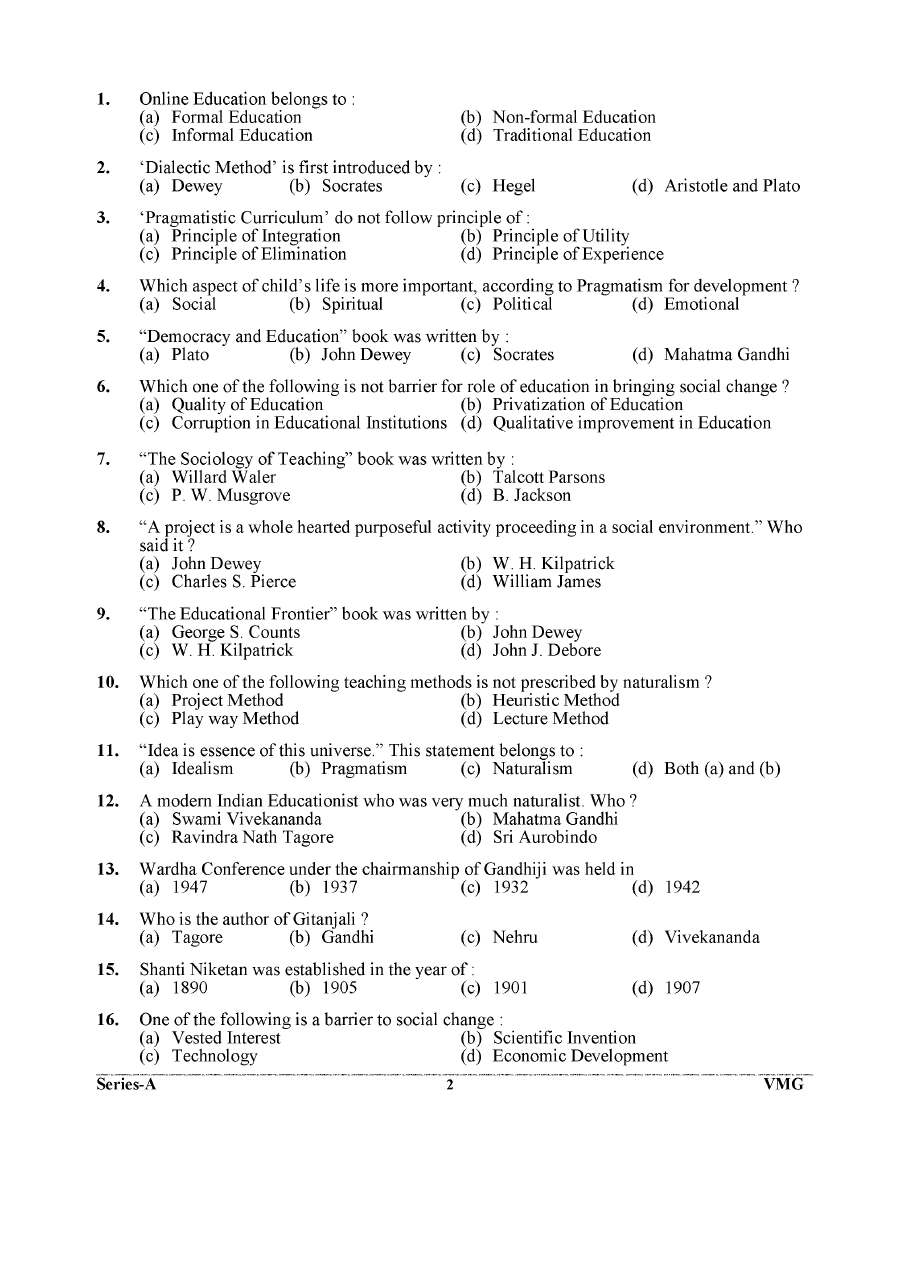 UKPSC Lab Assistant Higher Education (Group-C) 2024 Education Paper II page 1 instructions scan PDF download