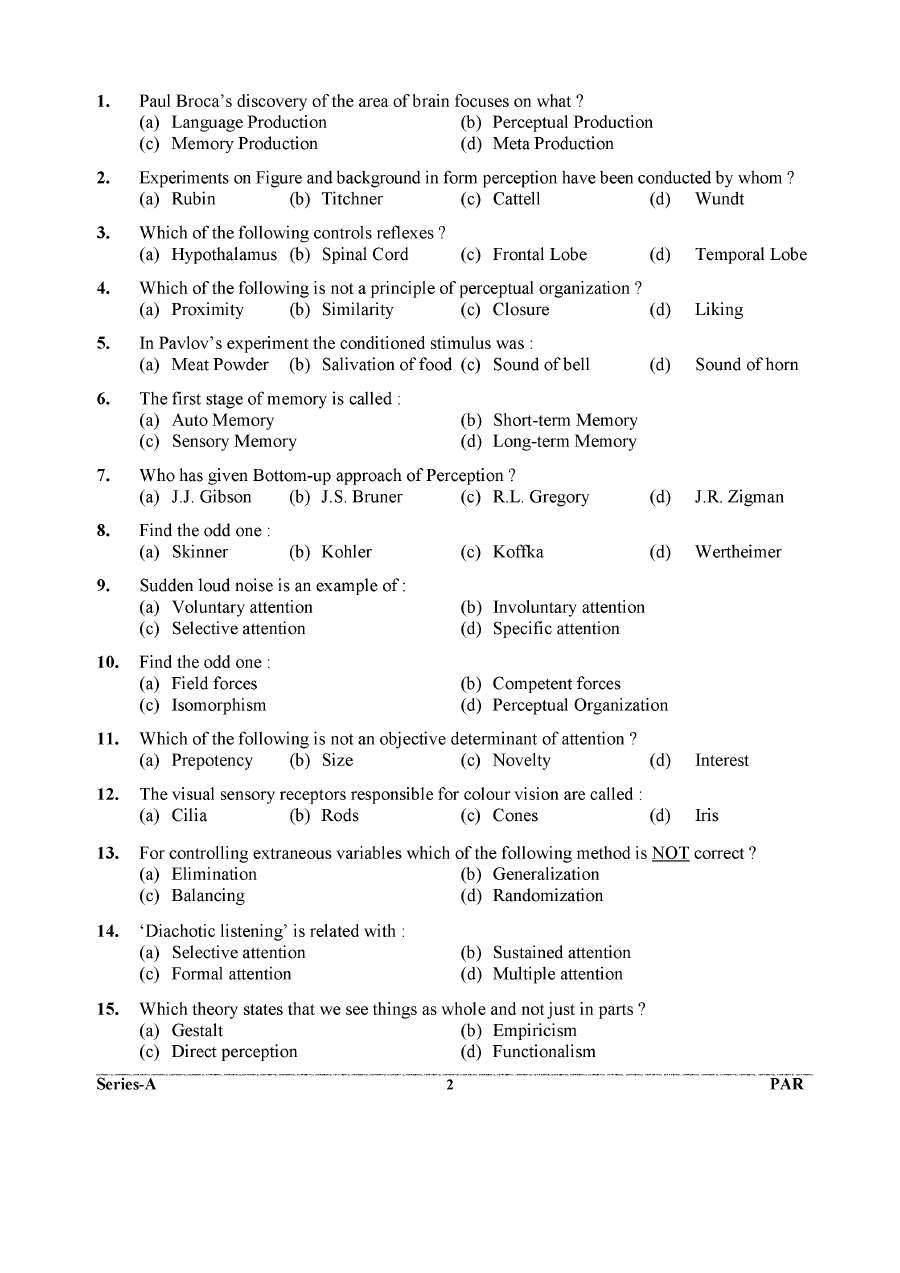 UKPSC Lab Assistant Higher Education Group-C Exam 2024 Psychology question paper page 1 scan PDF download, showing exam header and important instructions.