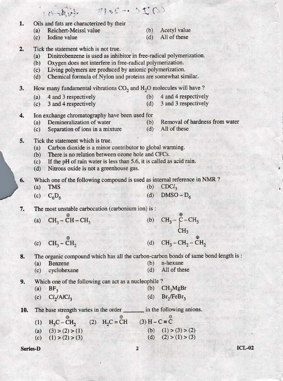 UKPSC 2018 Chemistry Lecturer Screening Exam question paper page 1 scan PDF download, showing exam instructions and header.