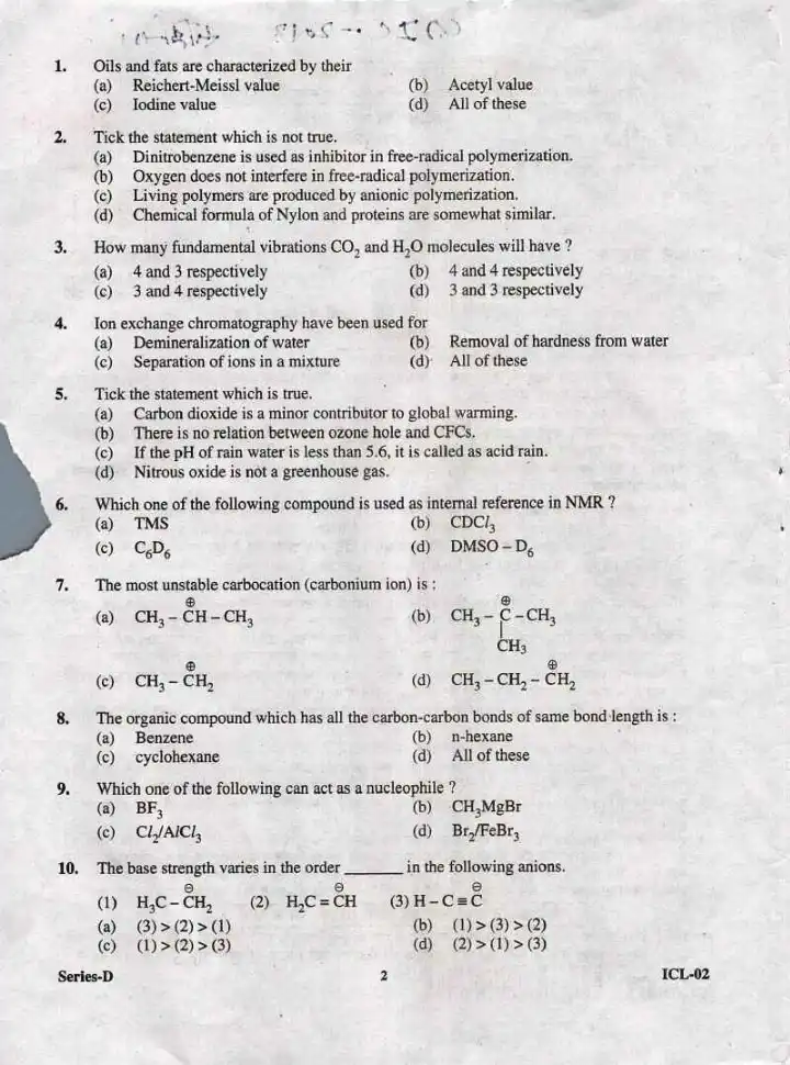 UKPSC 2018 Chemistry Lecturer Screening Exam question paper page 1 scan PDF download, showing exam instructions and header.