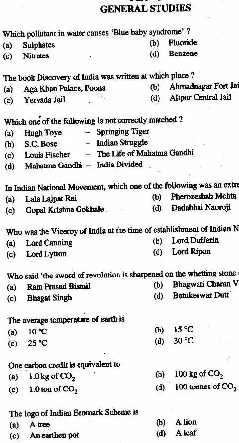 UKPSC Lecturer 2012 General Studies question paper page 1 instructions scan PDF download Uttarakhand Polytechnic Exam