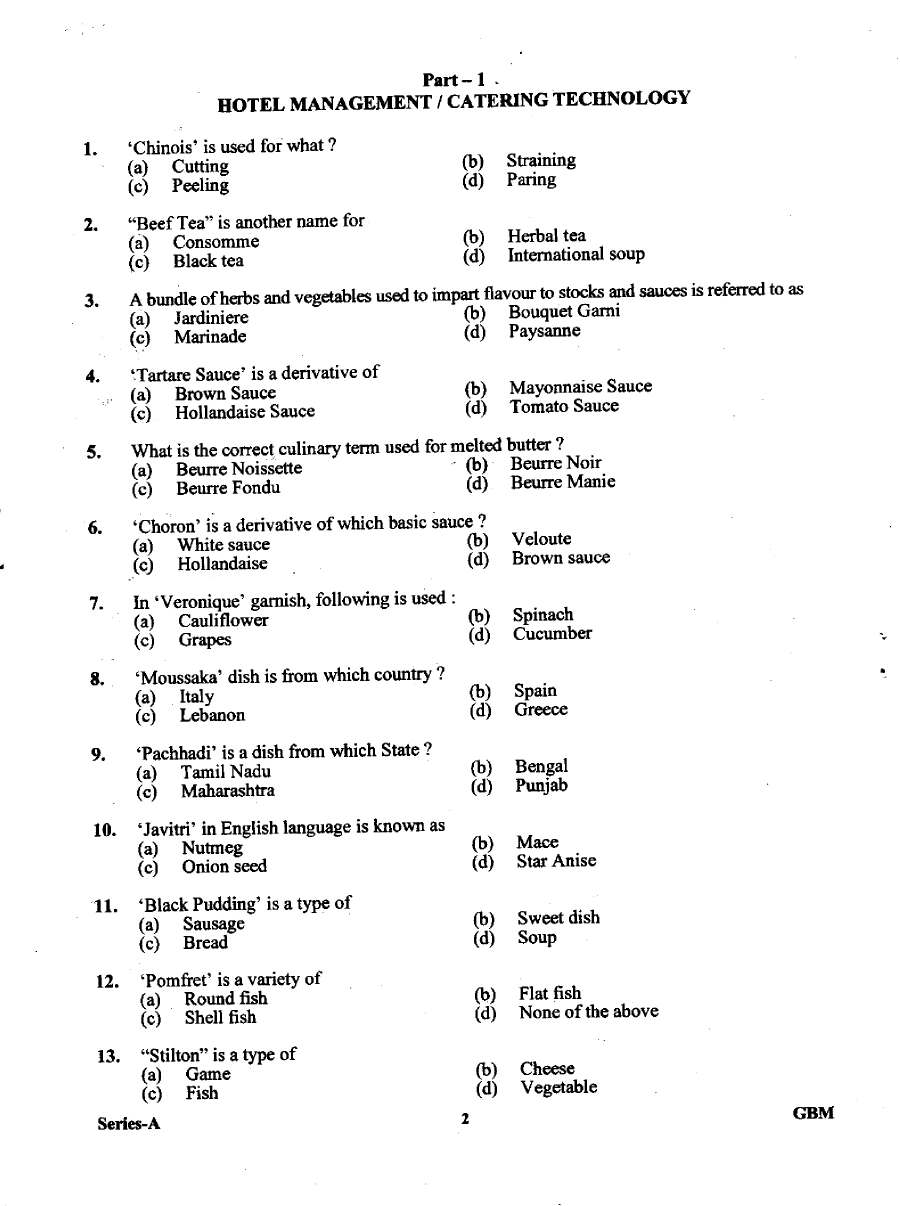 UKPSC Management Officer 2011 question paper page 1 scan PDF download, featuring exam instructions, header details, subject: Hotel Management / Catering Technology & General Studies, time: 02 Hours, marks: 150, paper code: GBM-A.