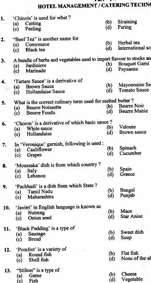UKPSC Management Officer 2011 question paper page 1 scan PDF download, featuring exam instructions, header details, subject: Hotel Management / Catering Technology & General Studies, time: 02 Hours, marks: 150, paper code: GBM-A.