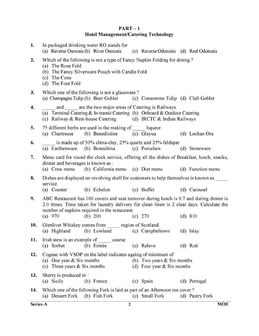UKPSC Management Officer 2024 Hotel Management & GS question paper page 1 instructions scan PDF download