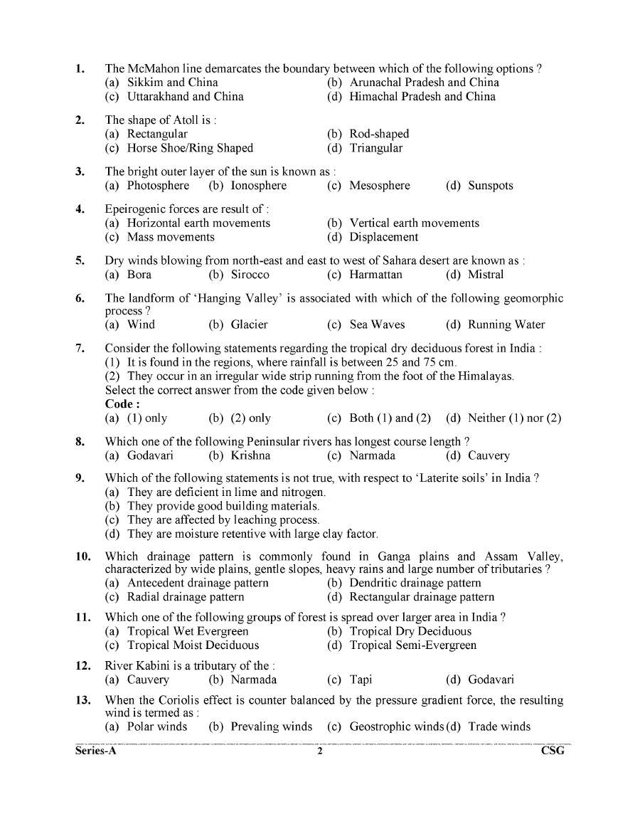 UKPSC PCS 2024 General Studies Paper I question paper page 1 instructions scan PDF download Uttarakhand Civil Services exam