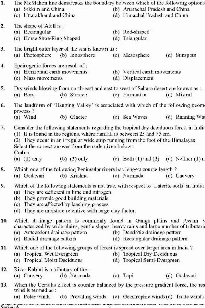 UKPSC PCS 2024 General Studies Paper I question paper page 1 instructions scan PDF download Uttarakhand Civil Services exam