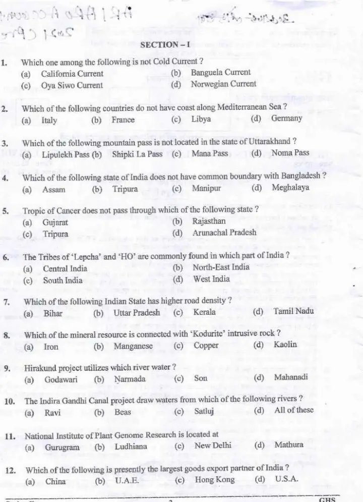 UKPSC RO/ARO Accounts 2021 General Studies question paper page 1 instructions scan PDF download Uttarakhand PSC exam paper