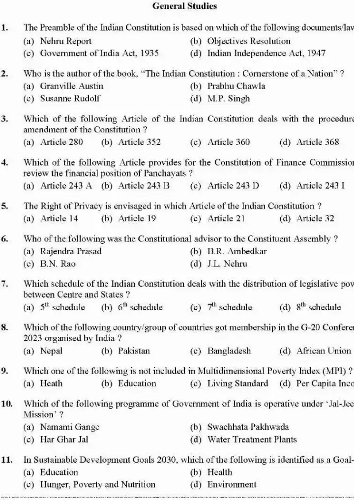 UKPSC RO/ARO 2023 General Studies and General Aptitude Test question paper page 1 instructions scan PDF download