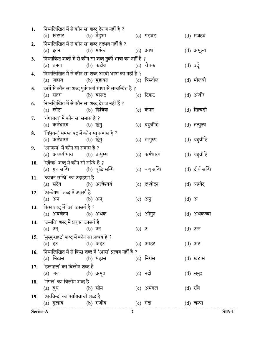 UKPSC Sanitary Inspector 2023 General Hindi question paper page 1 instructions scan PDF download