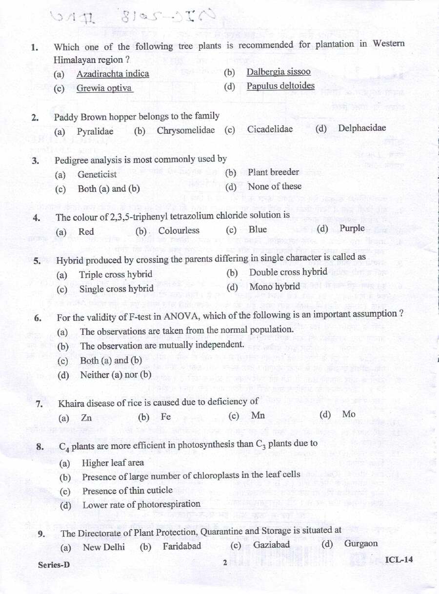 UKPSC Lecturer 2018 Agriculture question paper page 1 instructions scan PDF download. Includes exam details, time, marks, and general instructions in Hindi and English.