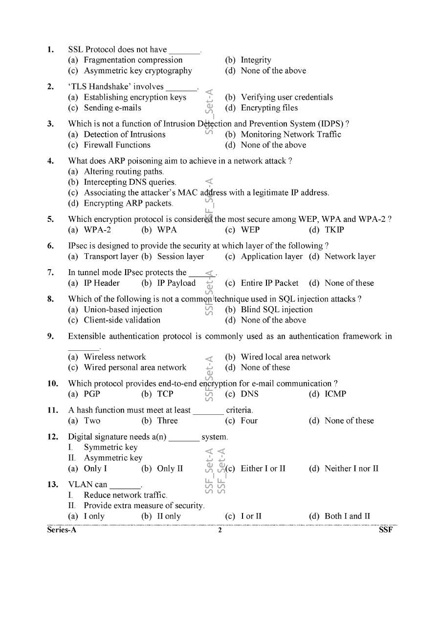 UKPSC SSA 2024 Computer Forensics question paper page 1 instructions scan PDF download