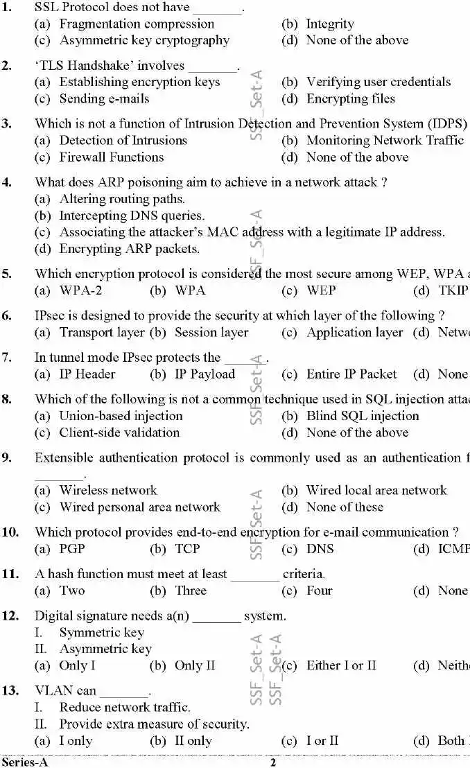 UKPSC SSA 2024 Computer Forensics question paper page 1 instructions scan PDF download