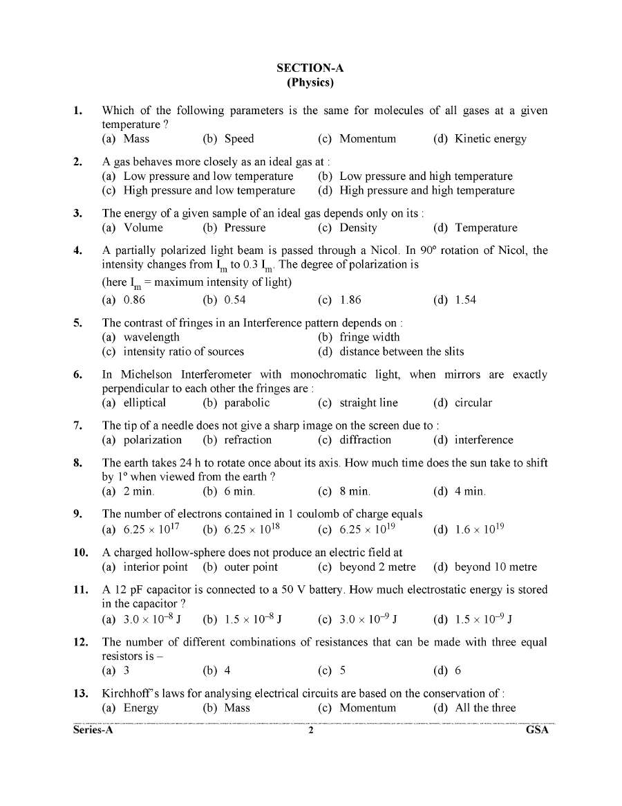 UKPSC Sub Inspector General Science Mathematical Ability 2025 question paper page 1 instructions scan PDF download