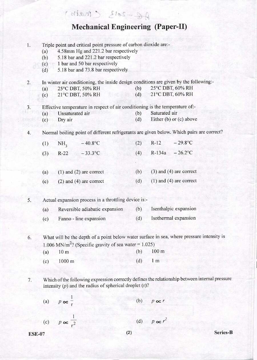 UKPSC Uttarakhand Assistant Engineer AE Exam 2013 Mechanical Engineering Paper II question paper page 1 scan, showing exam year, paper name, duration, maximum marks, and important instructions for candidates. PDF download.