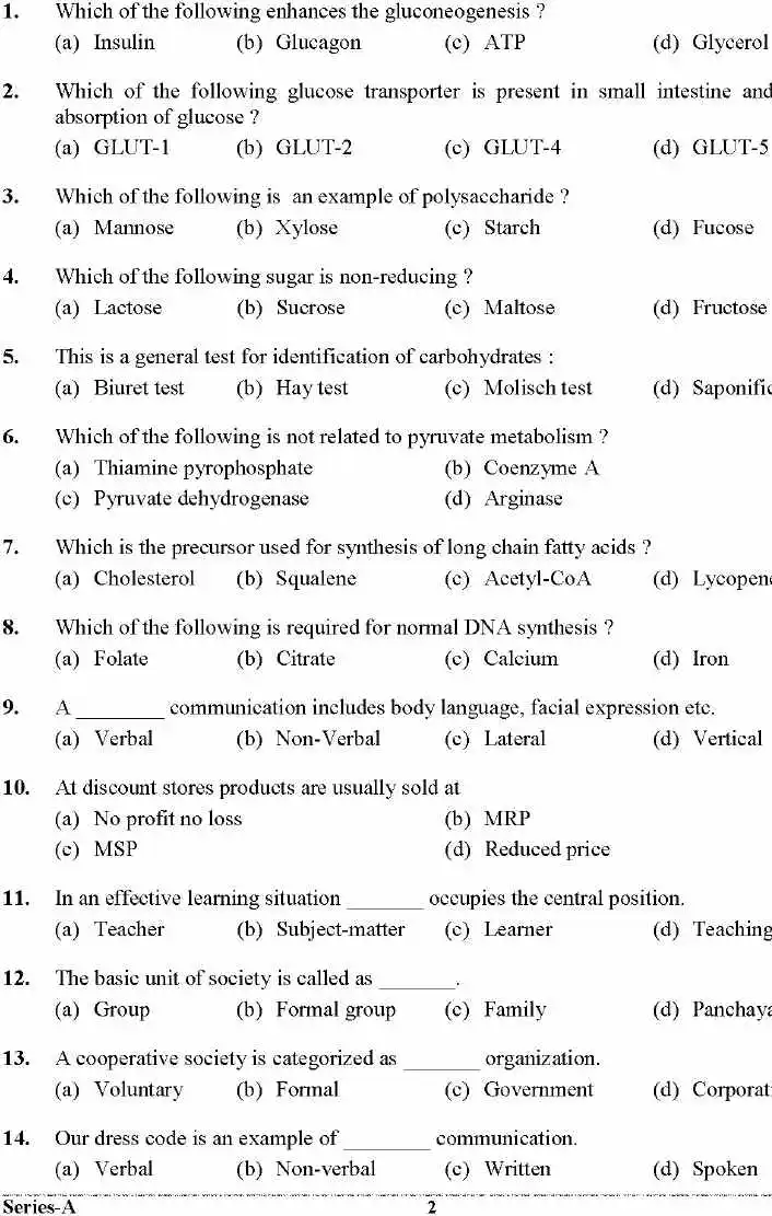 UKPSC Veterinary Officers Grade-2 Exam 2024 Animal Sciences question paper page 1 instructions scan PDF download