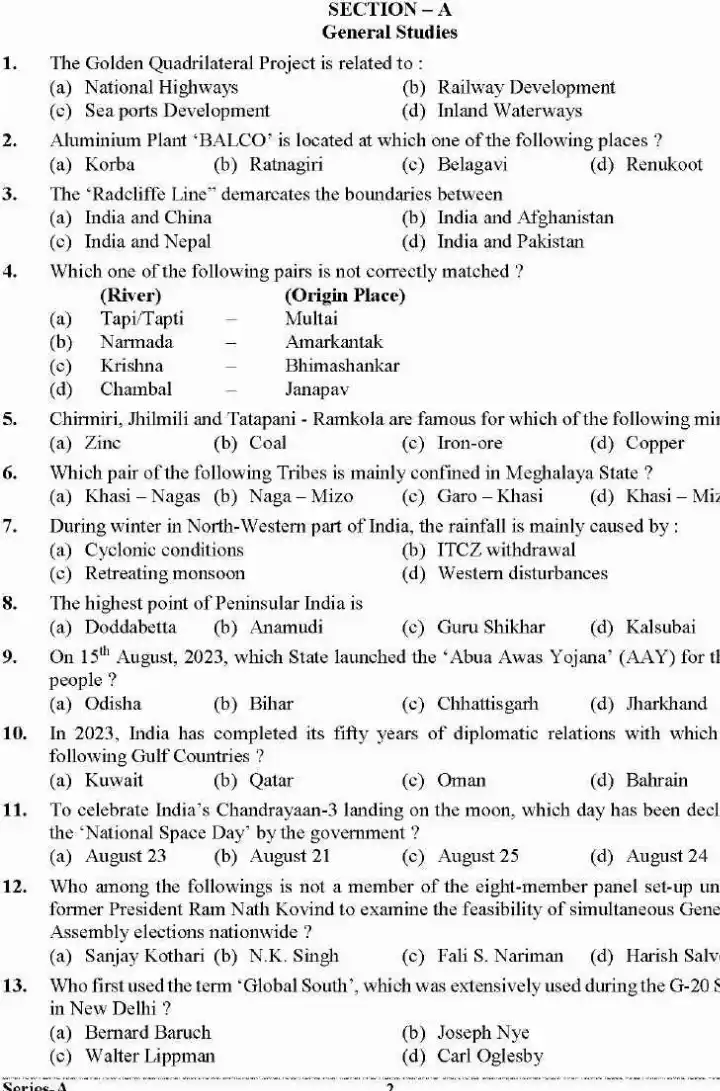 UKPSC Veterinary Officers Grade-2 Exam 2024 General Studies and Hindi question paper page 1 instructions scan PDF download. Includes exam header and important instructions.