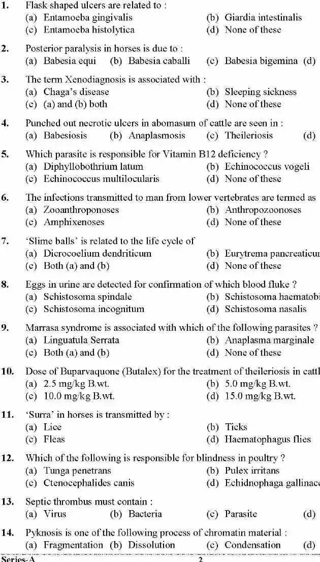UKPSC Veterinary Officers (Grade-2) Exam 2024 Veterinary Sciences question paper page 1 instructions scan PDF download