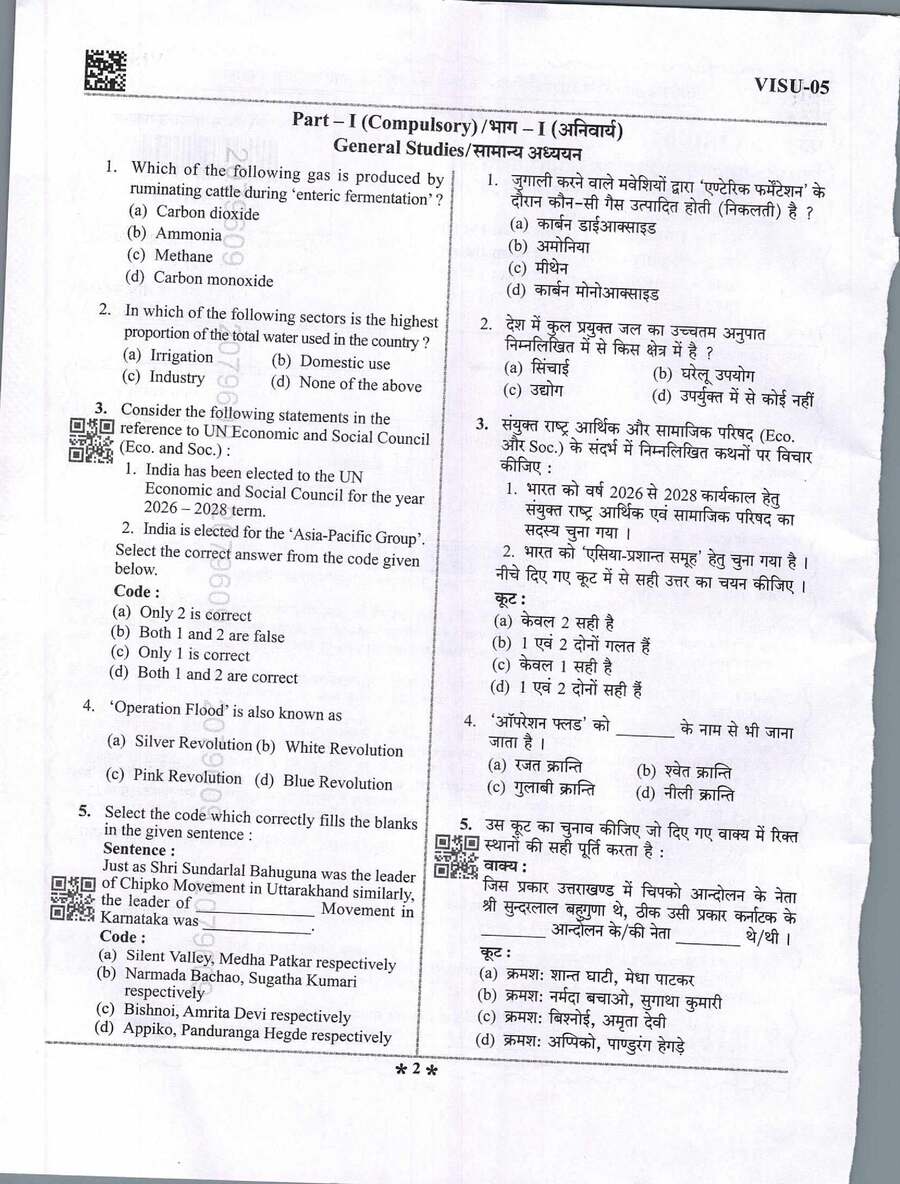 UPPSC Assistant Teacher 2025 General Studies and Social Science question paper page 1 instructions scan PDF download