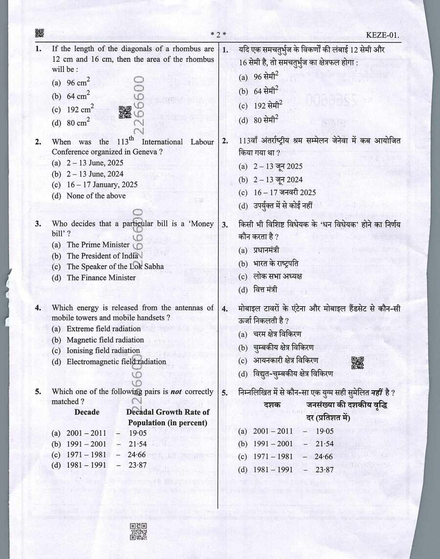 UPPSC Assistant Teacher 2025 General Studies and Hindi question paper page 1 instructions scan PDF download