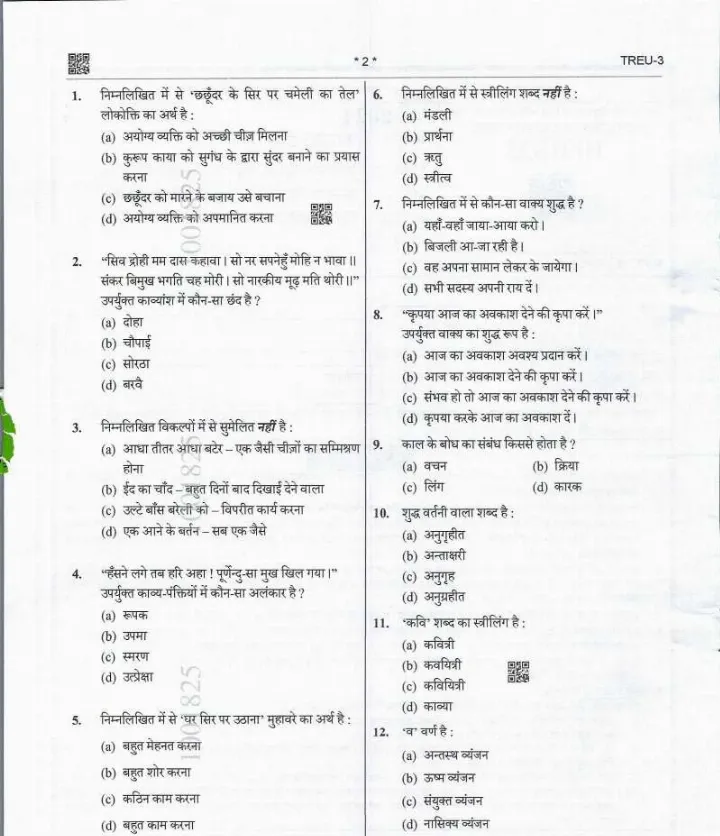 UPPSC Combined State Engineering Services Mains 2024 General Hindi and Civil Engineering Paper I question paper page 1 instructions scan PDF download