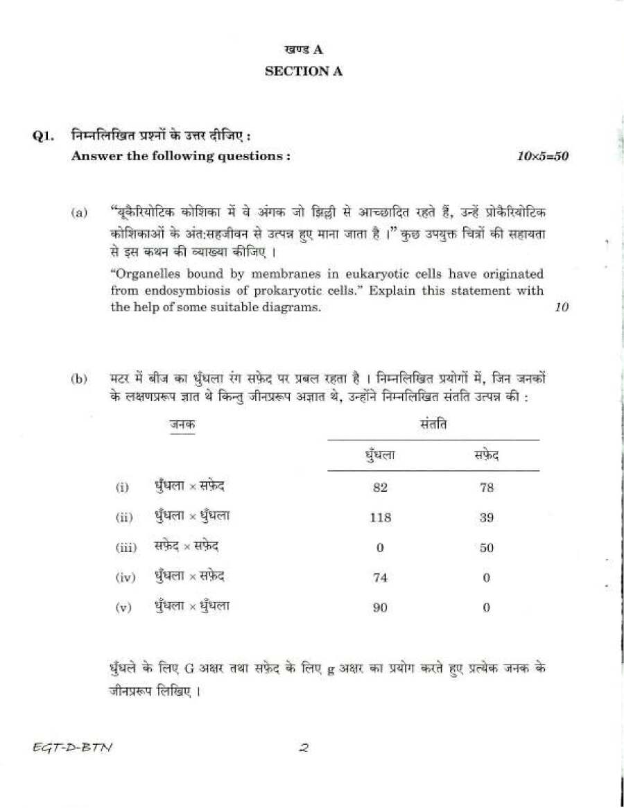 Botany Paper II 2018 UPSC — page 1 instructions scan PDF download