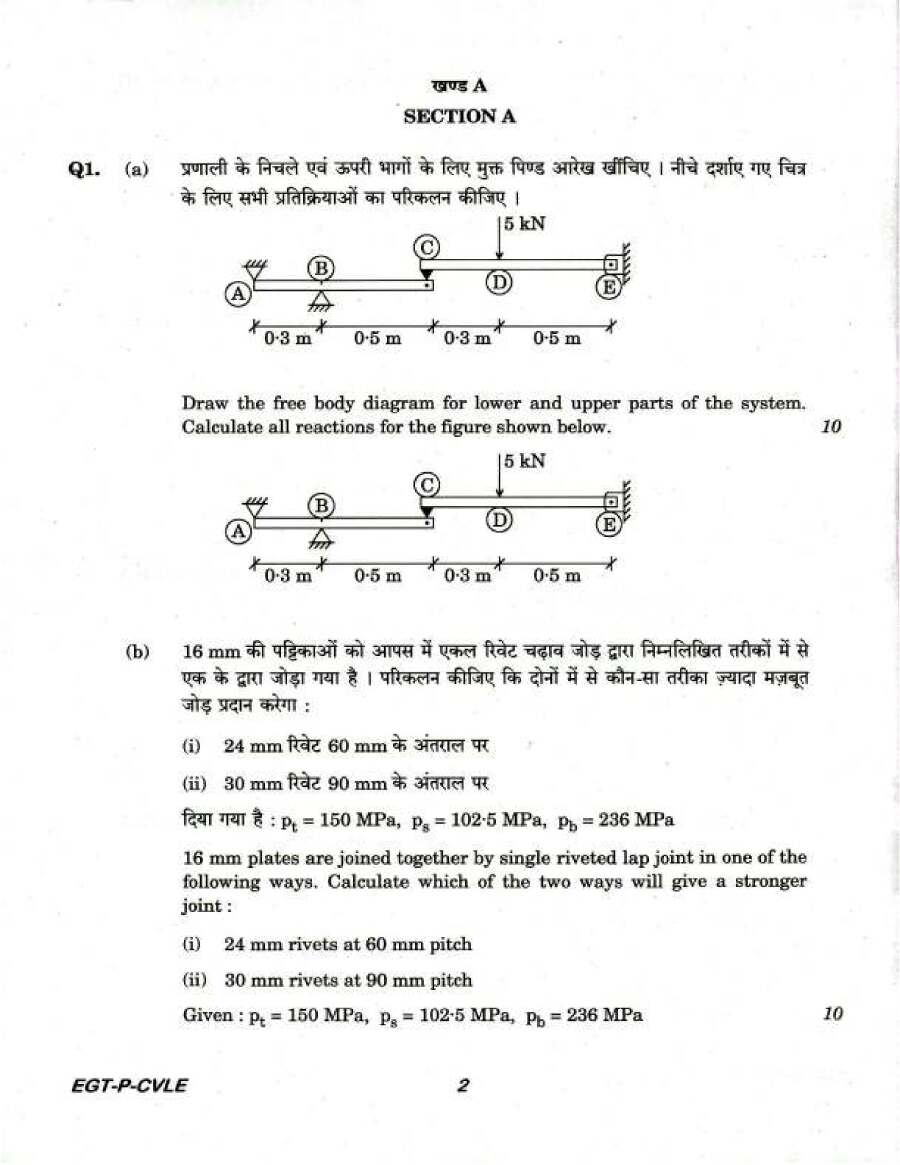 UPSC Civil Engineering Mains 2018 Paper I question paper page 1 instructions scan PDF download