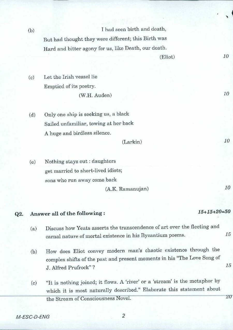UPSC Civil Services Main 2016 English Paper II (Literature) question paper page 1 scan, showing exam header and instructions. PDF download available.