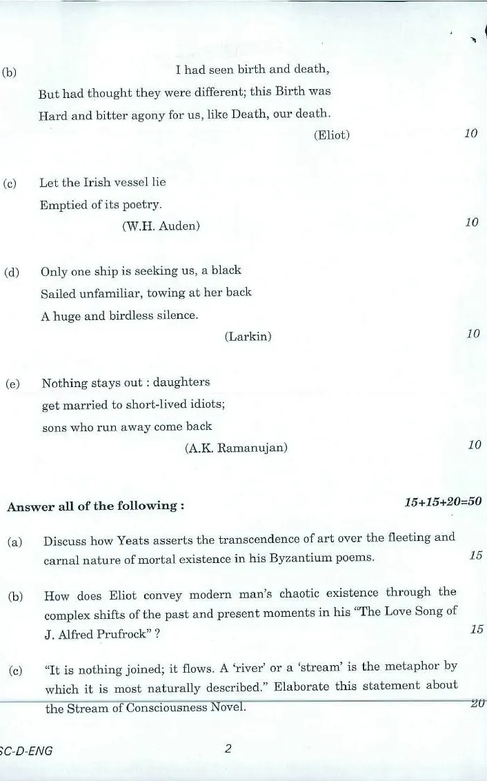 UPSC Civil Services Main 2016 English Paper II (Literature) question paper page 1 scan, showing exam header and instructions. PDF download available.