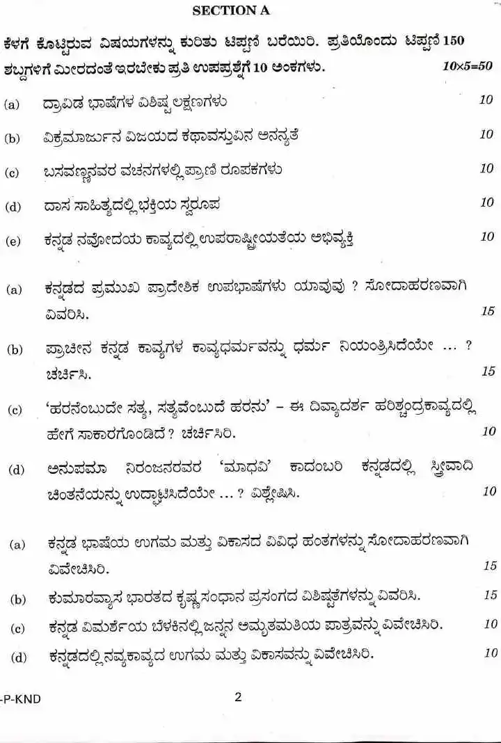 UPSC Civil Services Main 2017 Kannada Literature Paper I question paper page 1 instructions scan PDF download