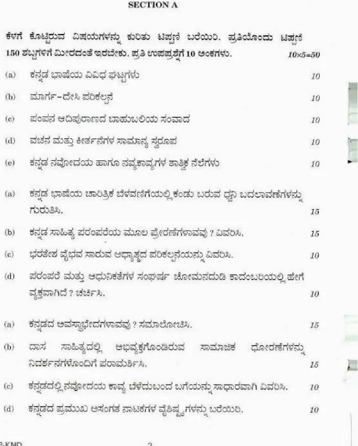 UPSC Civil Services Main 2018 Kannada Literature Paper I question paper page 1 instructions scan PDF download