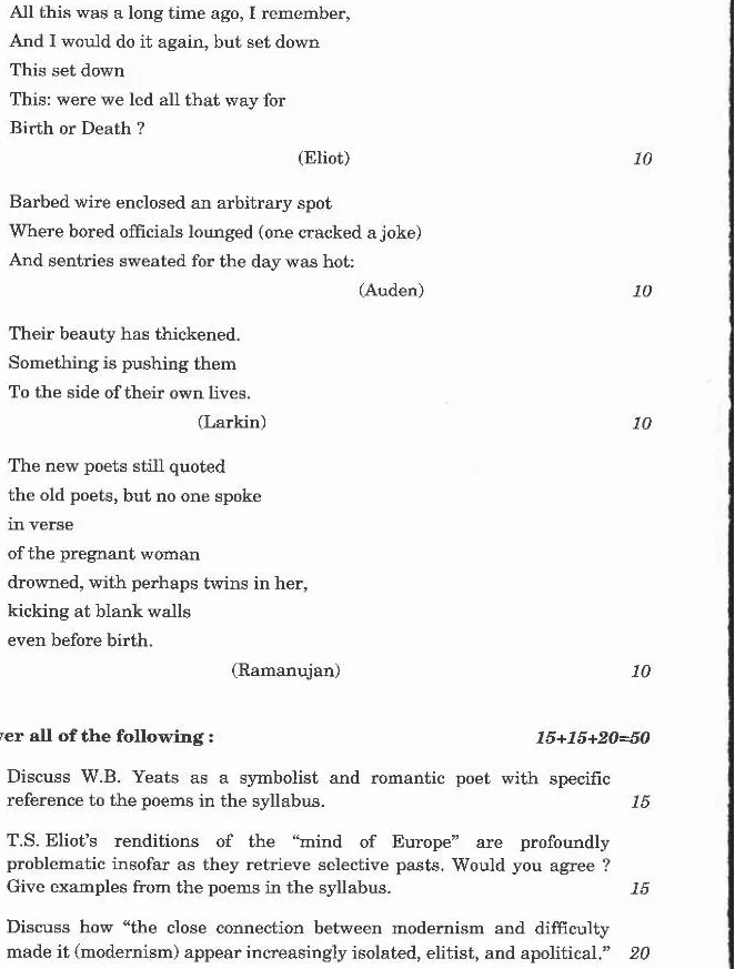 UPSC Civil Services Main 2020 English Literature Paper II question paper page 1 scan PDF download, featuring exam header and instructions.