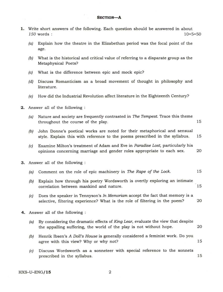 UPSC Civil Services (Main) Exam 2021 English Paper-I (Literature) question paper page 1 instructions scan PDF download