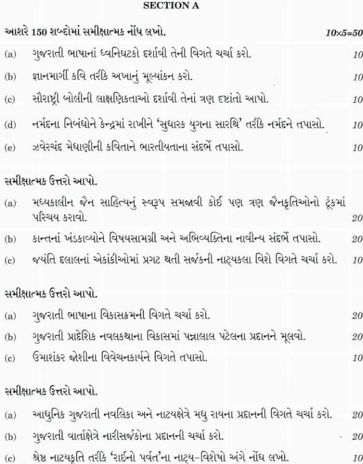 UPSC Civil Services Main 2021 Gujarati Paper I (Literature) question paper page 1 instructions scan PDF download