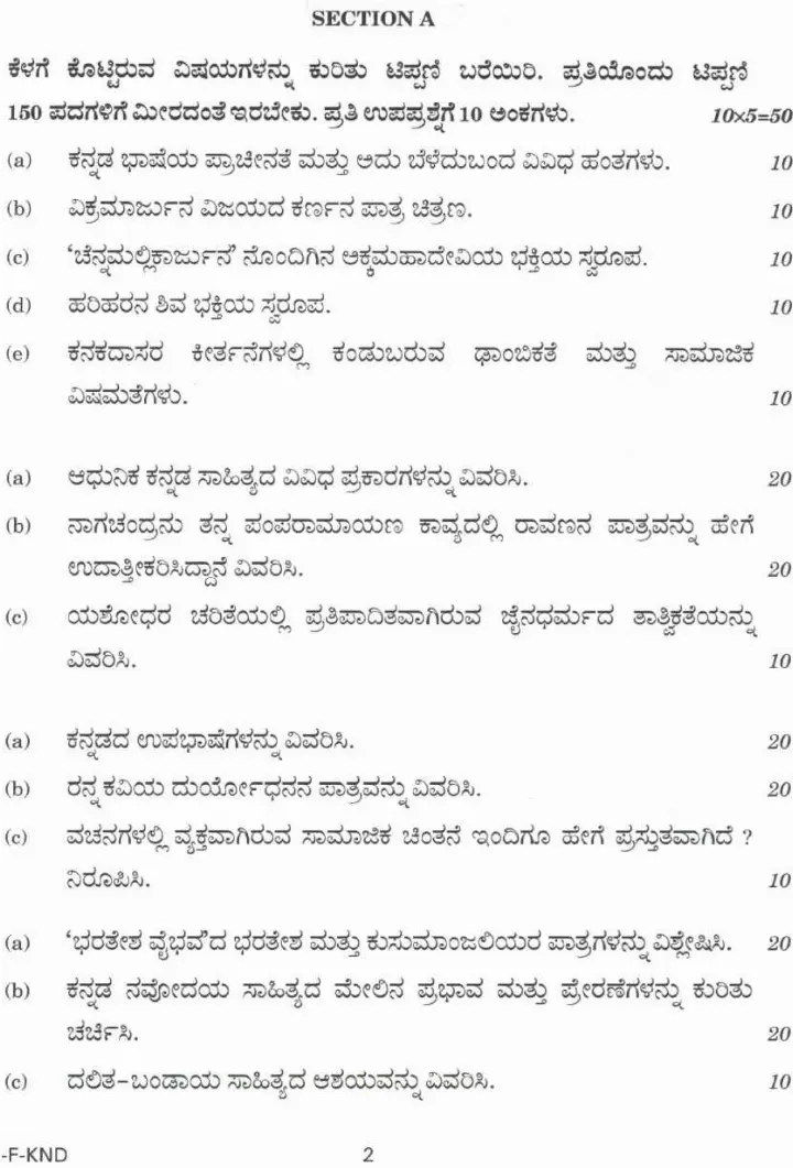 UPSC Civil Services Main 2022 Kannada Literature Paper I question paper page 1 instructions scan PDF download. Official UPSC exam header and instructions in Kannada and English.