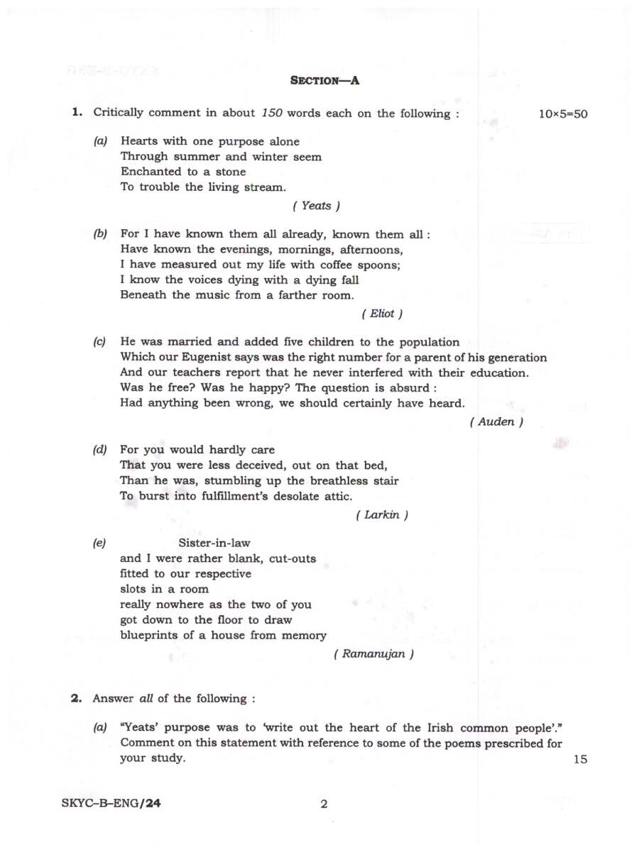 UPSC Civil Services Main Exam 2023 English Literature Paper II question paper page 1 scan PDF download, showing exam details and instructions.