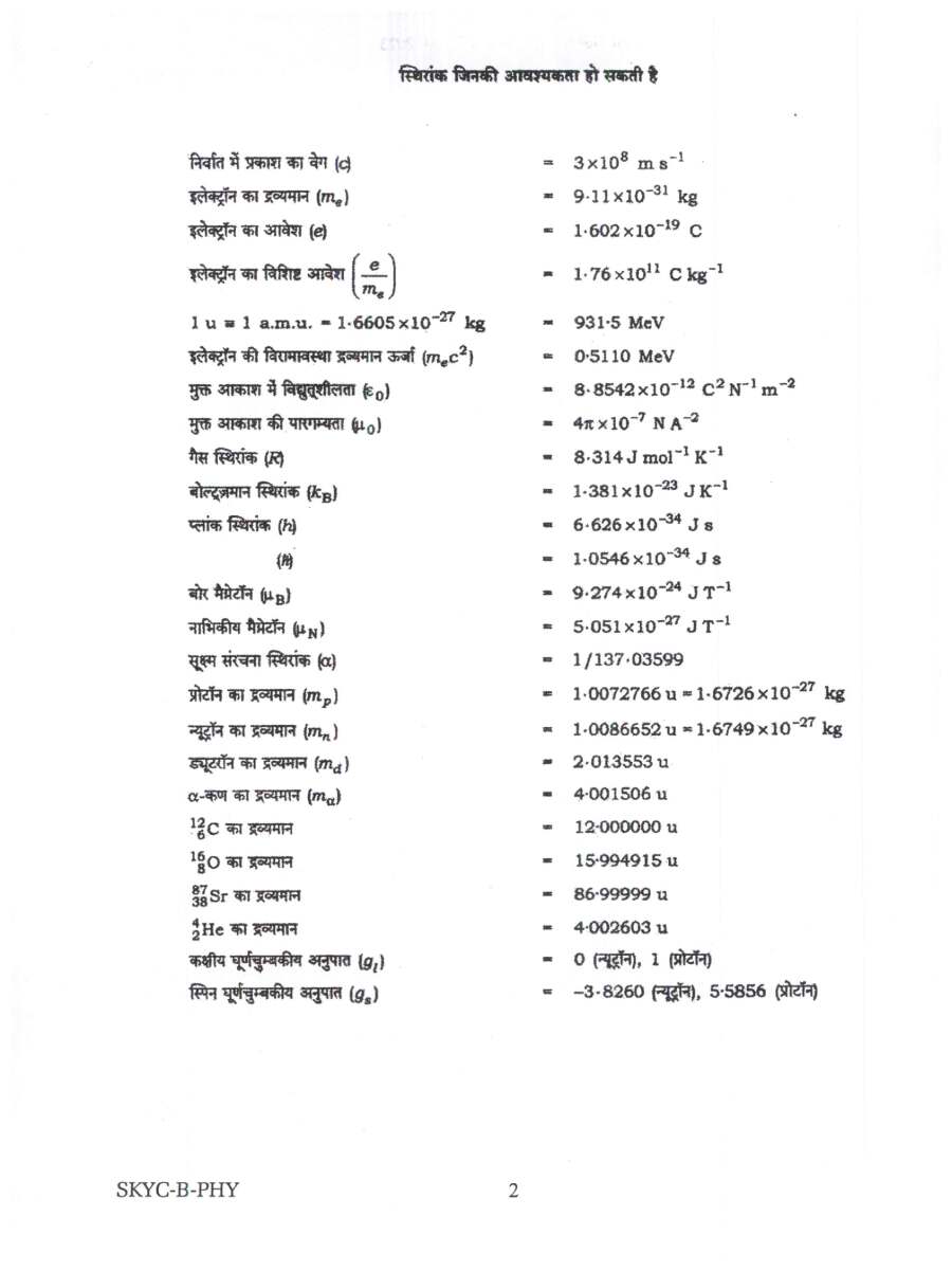 UPSC Civil Services Main 2023 Physics Paper II question paper page 1 scan, showing exam instructions in Hindi and English, PDF download