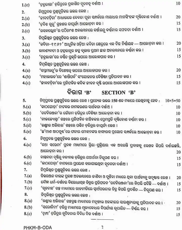 UPSC Civil Services Main 2024 Odia Literature Paper II question paper page 1 instructions scan PDF download