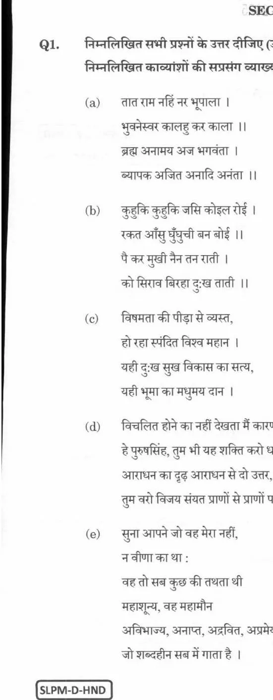UPSC Civil Services Main 2025 Hindi Literature Paper II question paper page 1 scan, showing exam instructions and header details. PDF download available.