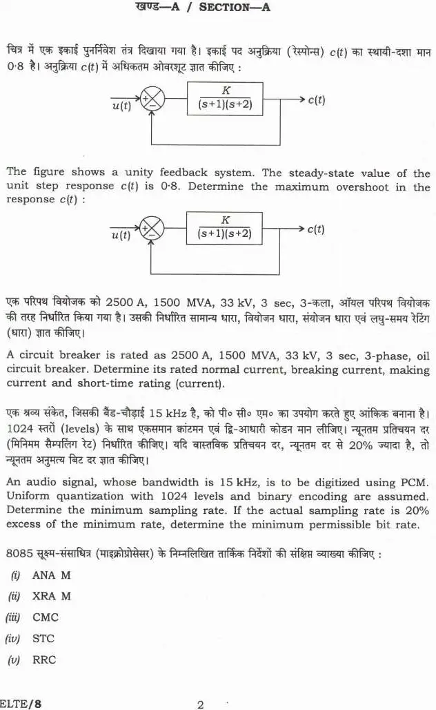 UPSC Civil Services Main Exam 2023 Electrical Engineering Paper II question paper page 1 instructions scan PDF download